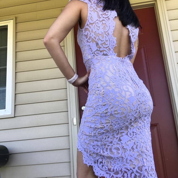 Elegant Purple Lace Dress - Picture 4 of 5